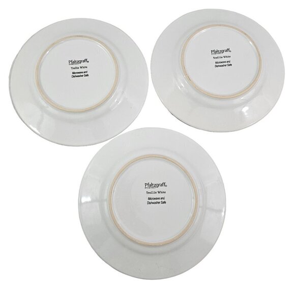 Pfaltzgraff Trellis White 8” Stoneware Salad Luncheon Plates – Set of 3 - Picture 2 of 10
